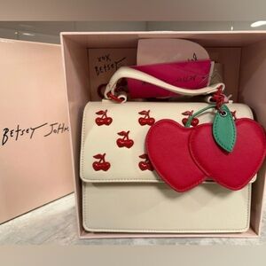 Betsey Johnson Cream and Red Cherry Crossbody Bag